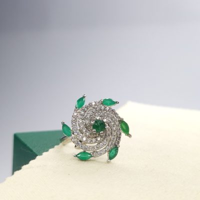 Emerald Galaxy Swirl Ring