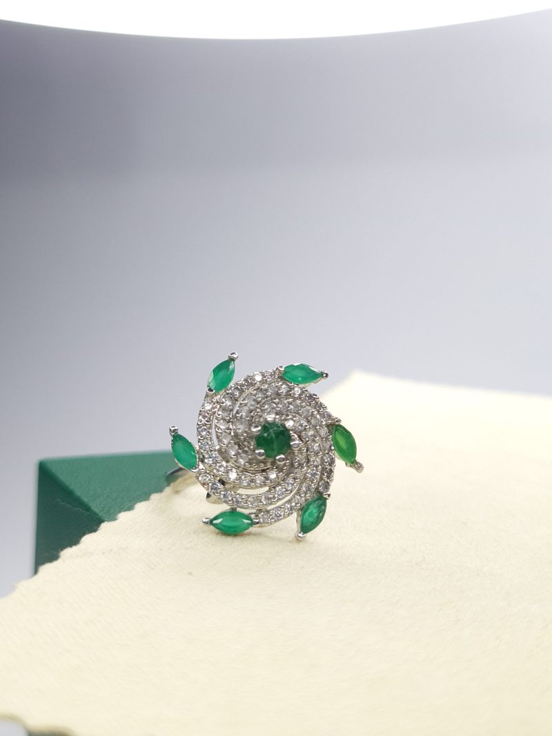 Emerald Galaxy Swirl Ring