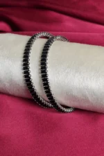 Silver Black Cut Bangles